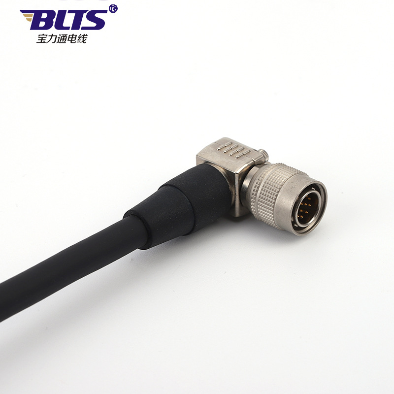 供应弯头工业相机电源触发线12P防水屏蔽控制线高柔视觉传输线束