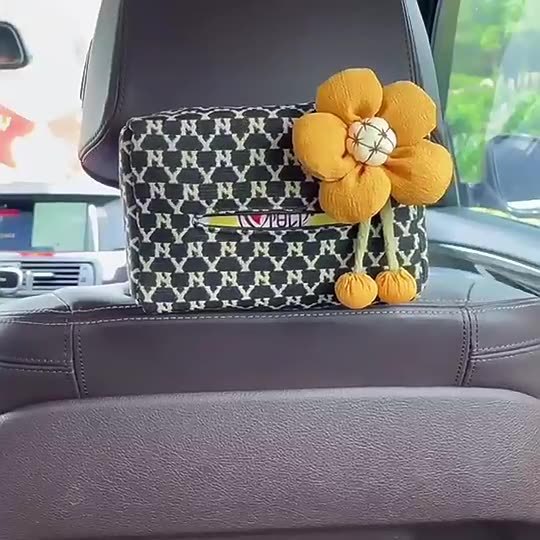 Tela para automóvil de pata de gallo, caja de dibujo para niña linda, caja de pañuelos para automóvil, caja de reposabrazos, visera colgante, caja de pañuelos