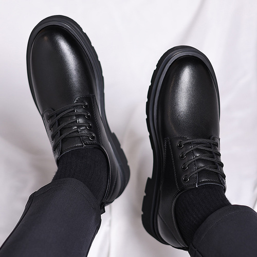 Men's Shoes  Autumn Genuine Leather Shoes Men's Large-Toe Work Shoes Low-top Casual Short Boots Trendy Shoes Martin Shoes for Men