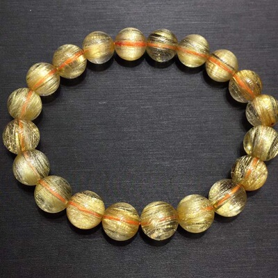 巴西猫眼顺发猫眼手链发丝顺猫眼效应好晶体通透金发晶钛晶