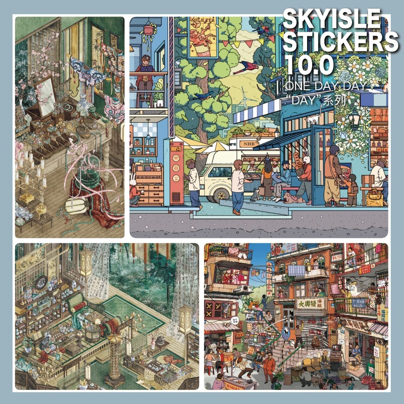 10.0 Landscape Stickers Colorful Urban Glass Lanterns and Jade Cages Stress-Relief Miniature Scene DIY Stickers 10.0 Landscape Stickers Colorful Urban Glass Lanterns and Jade Cages Stress-Relief Miniature Scene DIY Stickers