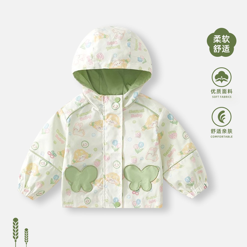 Girls' Outwears 2026 Spring New Style Hooded Tops, Children's Casual Jackets, Baby Girl Clothes, Outdoor Wear