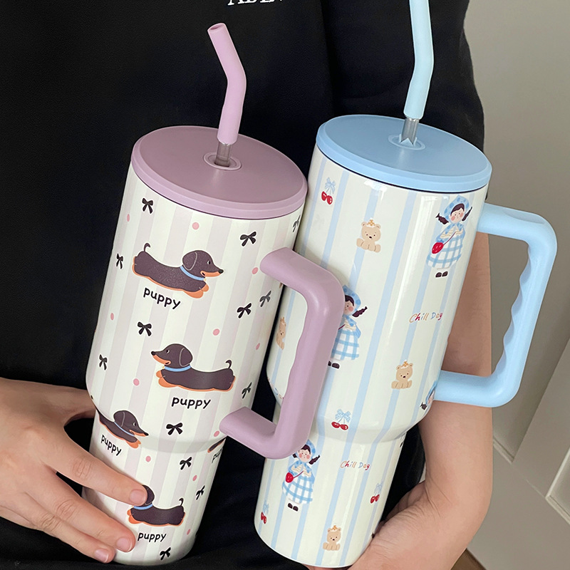 Taza de aislamiento portátil de diseño original Taza de agua de pareja Taza de hielo de acero inoxidable lindo de gran capacidad y alto valor de verano