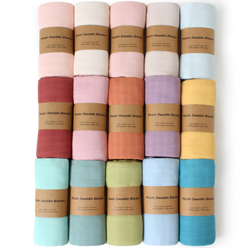 Double layer bamboo cotton gauze baby blanket solid color blanket baby newborn swaddle blanket muslin bag single summer