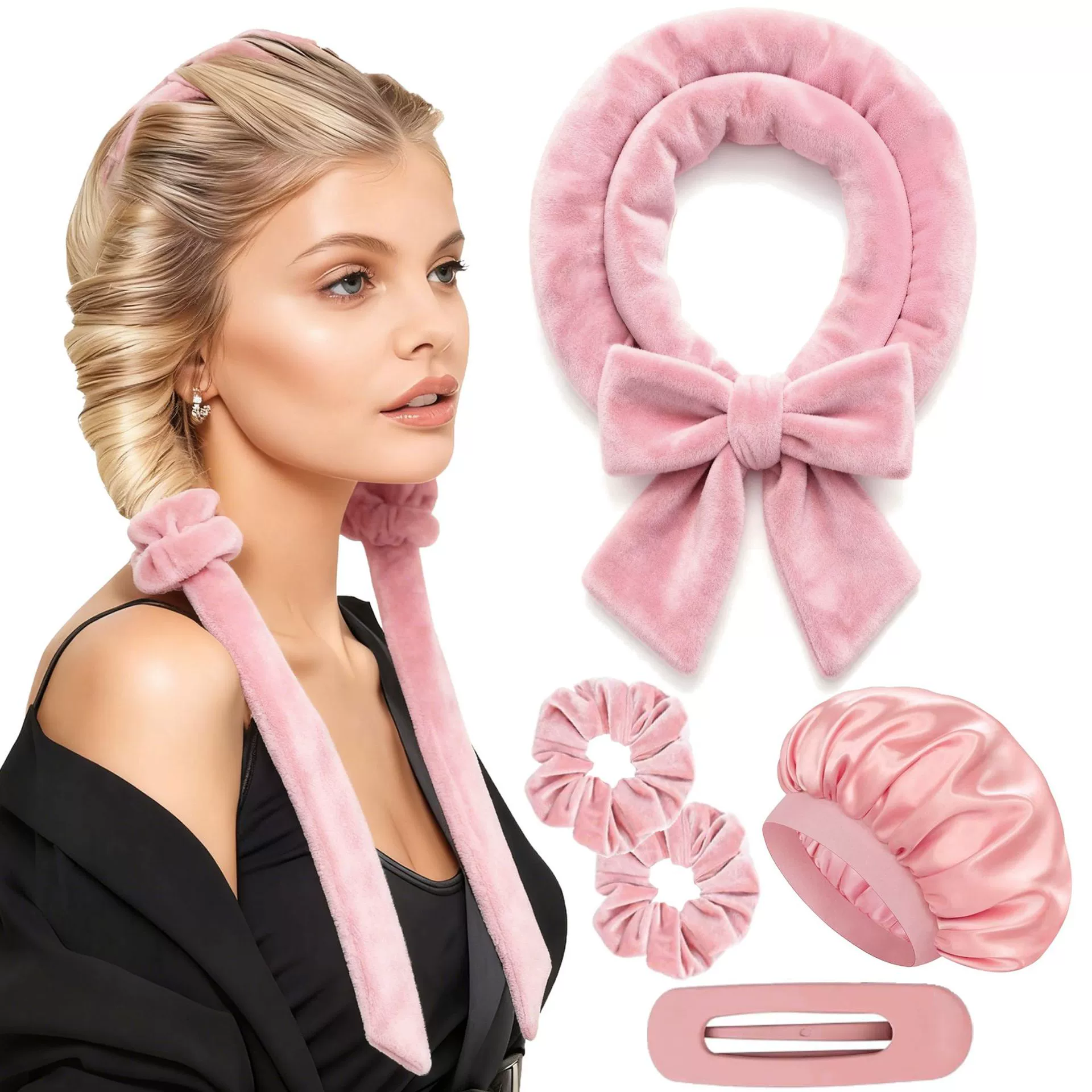 Harmless soft curly hairgrip with bow, (Cross-border trading), no hair damage, high-quality style