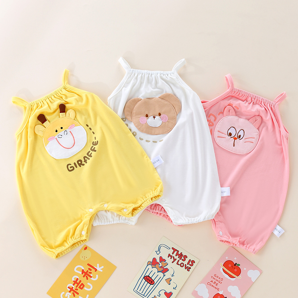 Bebé honda mono lindo dibujos animados sección delgada transpirable verano recién nacido hombres y mujeres bebé mameluco súper lindo