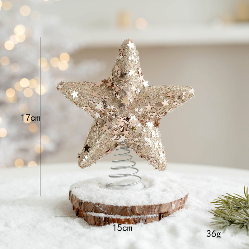 クロスボーダー新製品クリスマスツリートップスターシャンパンカラーシルバーピンクフォームツリートップスター五芒星装飾アレンジメント|undefined