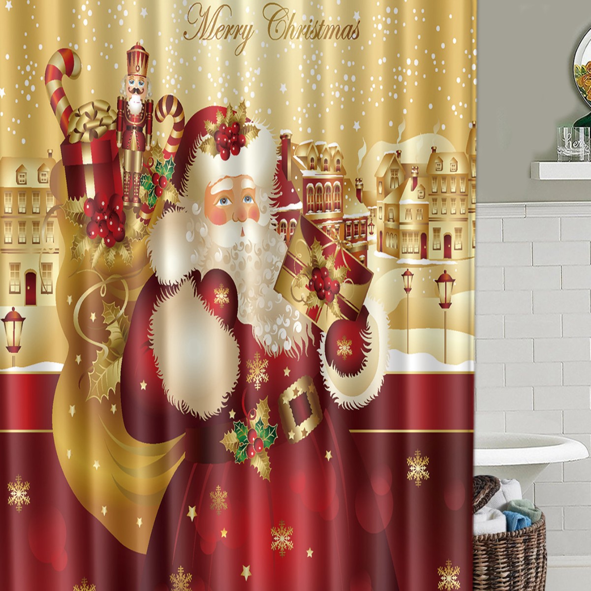 Muñeco de nieve de Navidad alfombra de baño alfombra de la puerta inodoro de tres piezas antideslizante alfombra de piso transfronterizo en stock deseo Amazon 1