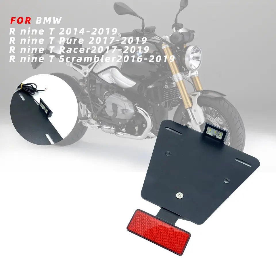 Applicable to BMW R9T 2014-2018 modified rear license plate frame license plate frame with light license plate frame short tail bracket