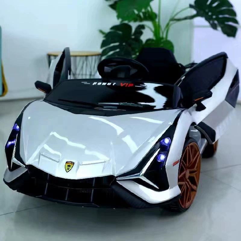 Электромобиль‑каталка (Lamborghini) 12V, 4‑колёсный, с пультом, кожаное сиденье, 1–6 лет