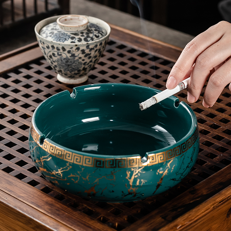 创意烟灰缸大号家用复古轻奢个性陶瓷客厅办公酒店摆件多功能烟缸