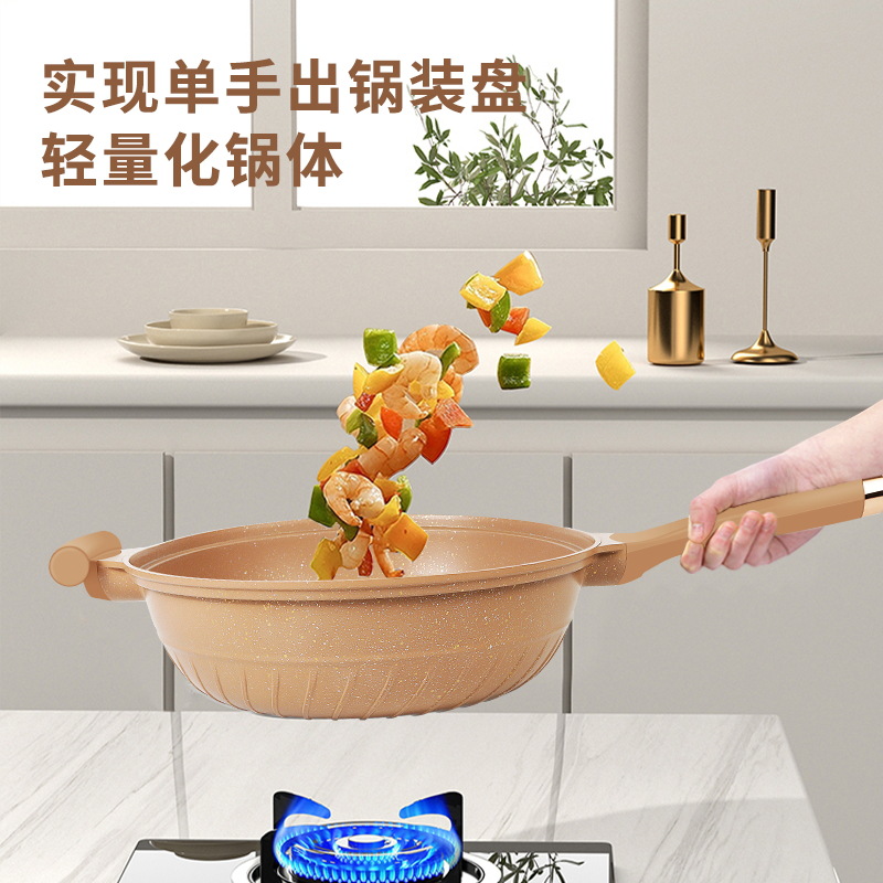 Transmisión en vivo entrega arcilla sartén antiadherente gran capacidad micro presión wok sartén cocina wok regalo olla