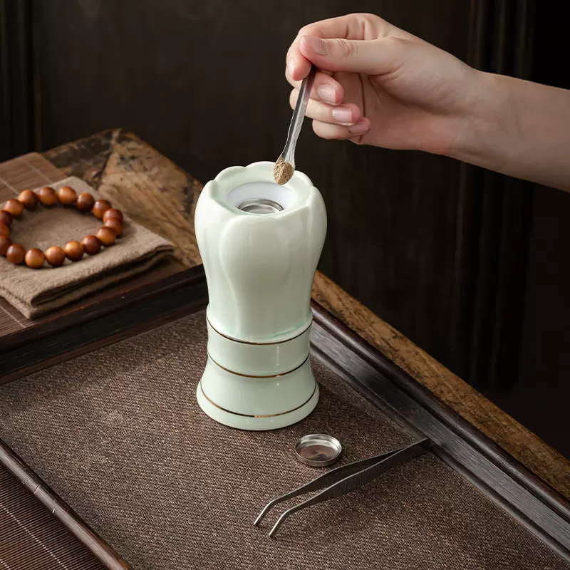 手持莲花电子品香炉沉香檀香插电家用室内陶瓷调温充电香薰炉加热