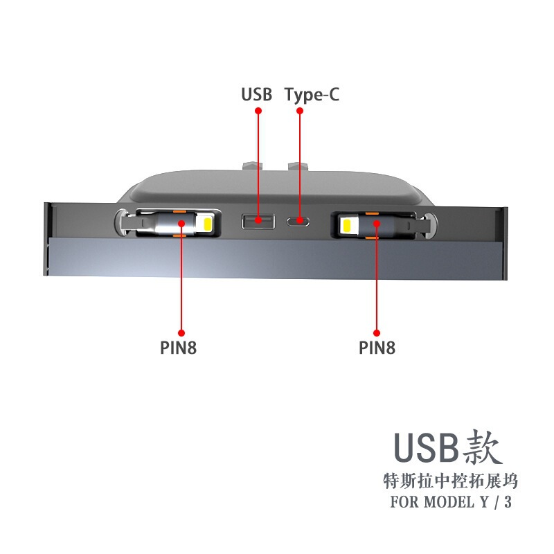 适用特斯拉modelY/3中控拓展坞焕新版tesla车载充电USB快充数据线|undefined
