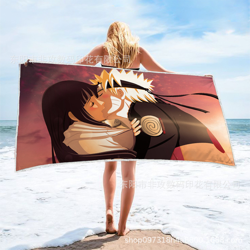 Hot Selling Day Long Painting Naruto Bath Towel Square Beach Towel Microfiber Quick-drying Printed Towel