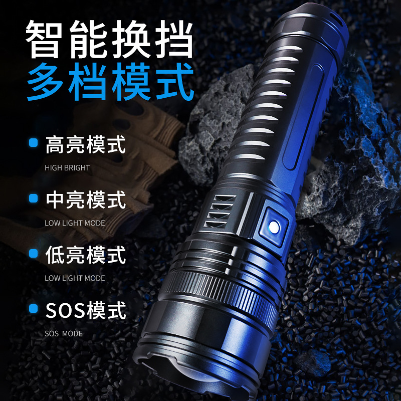 Lintera láser blanca de explosión de sonido de charla de luz brillante zoom remoto cola cob usuario doméstico linterna láser externa