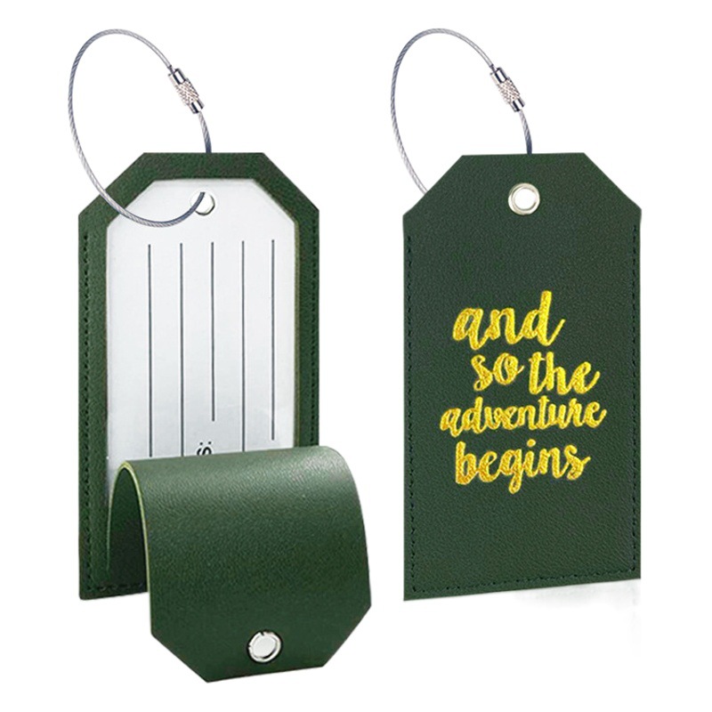 En stock tarjeta de embarque de cuero bronceado grueso de doble cara transfronteriza con tarjeta de papel de firma etiqueta de equipaje pu etiqueta de equipaje