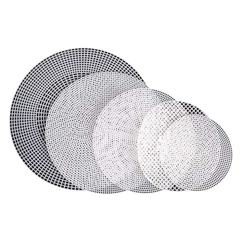 Bolsa de malla de plástico redondo que forma la pieza DIY tejido a mano de lana inferior malla pieza negativa