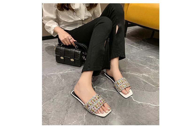 Sommer neue voller Diamant flache Unterseite Hausschuhe modische Sandalen Frauen, Outdoor-Strandschuhe für Frauen_voghion.com