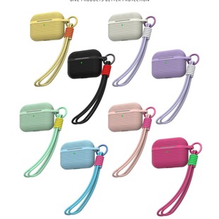 Silicone Apple earphone case soft silicone with hand rope airpods earphone case silicone portable hand rope skin feeling soft case