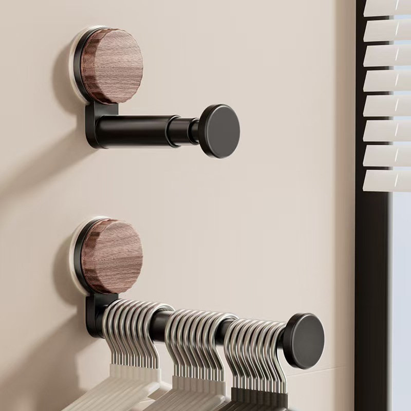 Suction Cup Balcony Clothes Hanger Wall Storage Rack Storage Artifact Antique Style Multi-Functional Telescopic Hanging Hook Household Clothes Hanger