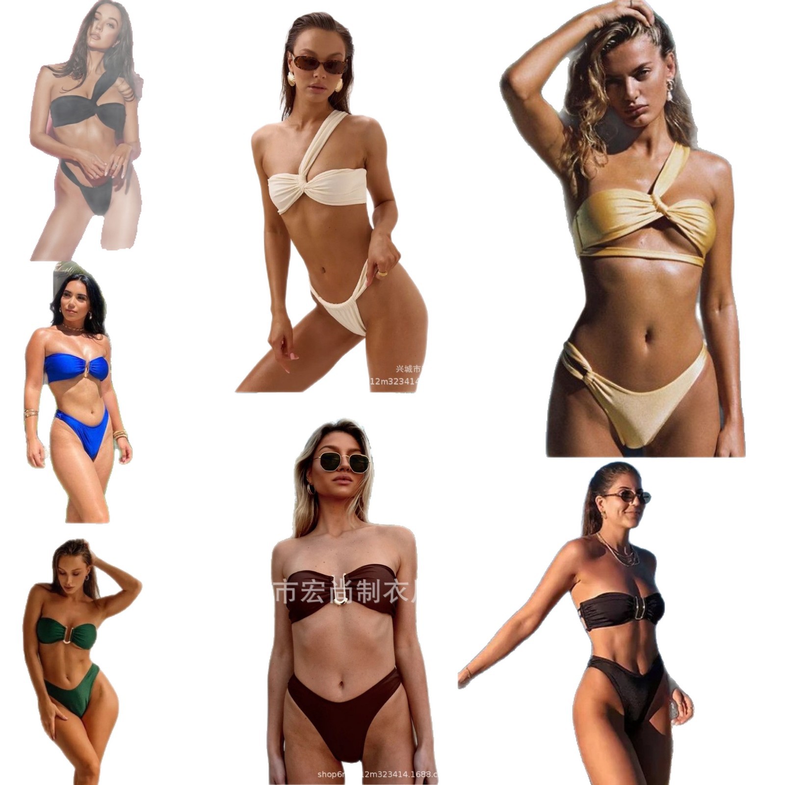 Amazon 2025 marca europea y americana bikini sexy división bikini tamaño de pecho reunido trajes de baño comercio exterior