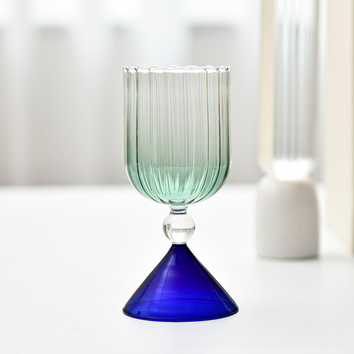 Creative Striped Gradient Glass Champagne Glasses Red Wine Tall Cups European Wine Cups Bar Club Wine Accessories