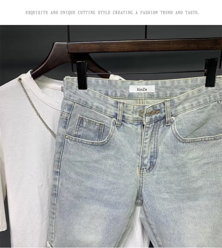 Men's Clothing Men's Retro Stretchy Denim Shorts Trendy Summer Style Five Point Pants For Formal & Casual For Mental_mkmklike.com
