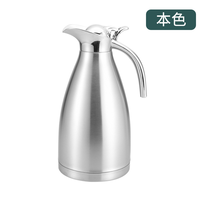 304 ステンレス鋼真空コーヒーポット二層一体型ヨーロッパ家庭用冷温水ケトル 2L 大容量魔法瓶ケトル|undefined