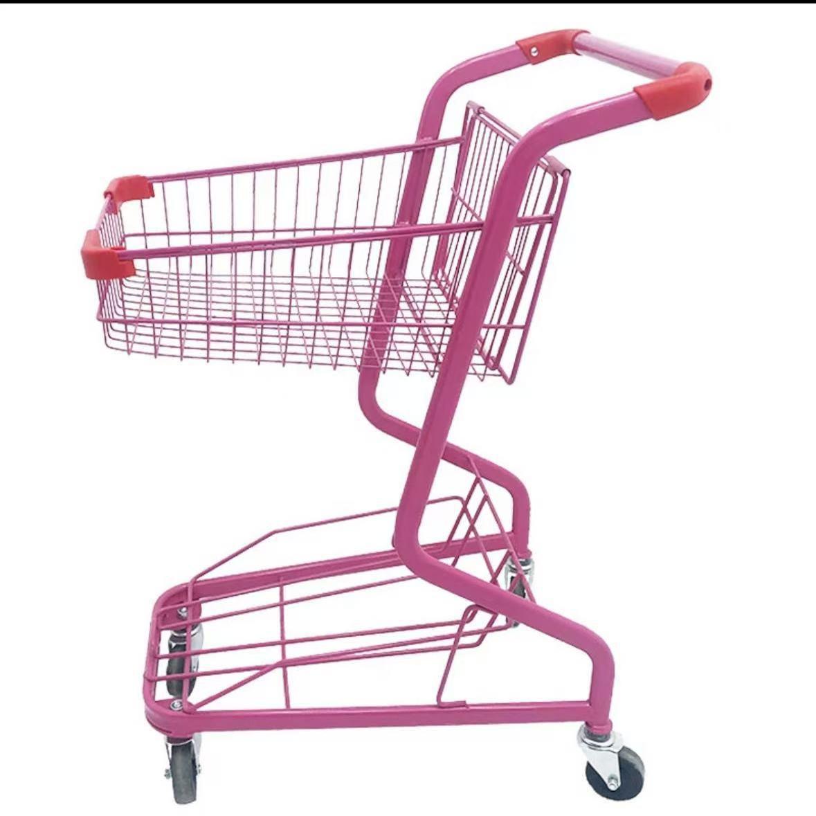 Carrito de compras de supermercado de doble capa, carrito de bar, carrito KTV, carrito rosa, máquina de muñecas.