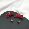 S925 Silver needle Sweet Flocking bow Ear Studs Simplicity Early Autumn new pattern Earrings temperament Diamond Earrings