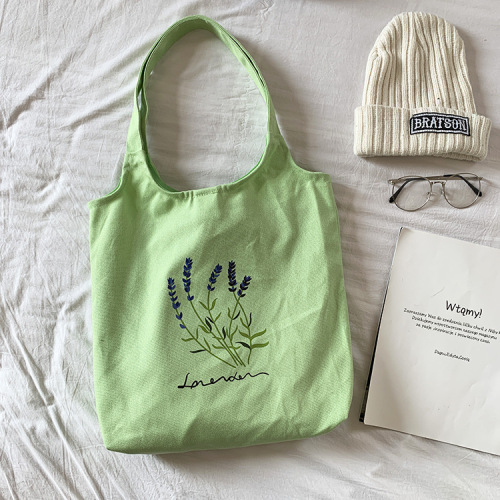 New style canvas bag for women single shoulder small fresh literary student bag Korean version lavender bag bag for women canvas