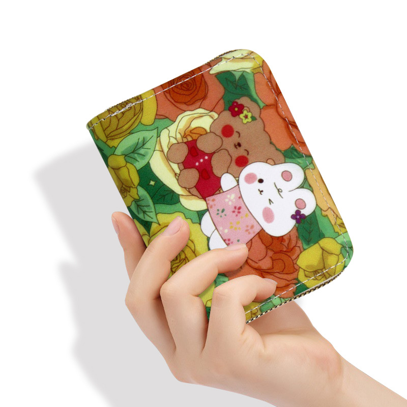 Monedero de dibujos animados estilo acordeón para mujer, bolsa de almacenamiento para tarjetas bancarias, tarjetero con ranuras para múltiples tarjetas, tarjetero para tarjetas de acceso.