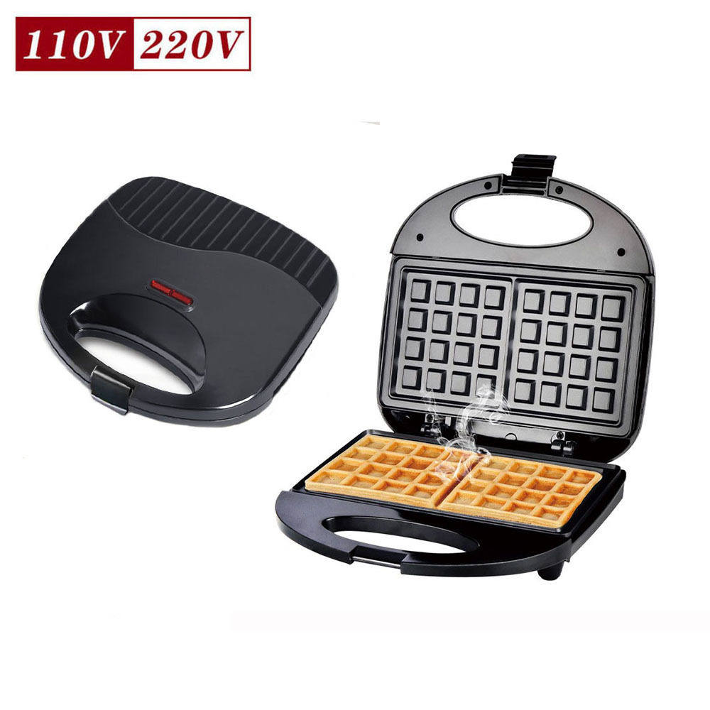 Transfronterizo estándar americano 110V máquina de waffle sándwich máquina de desayuno máquina de barbacoa máquina de carne eléctrica para hornear pan fábrica al por mayor