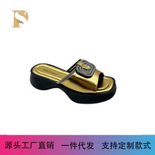 跨境专供FABIO PENNY厚底水钻亮时尚女式夏季休闲假日女式拖鞋