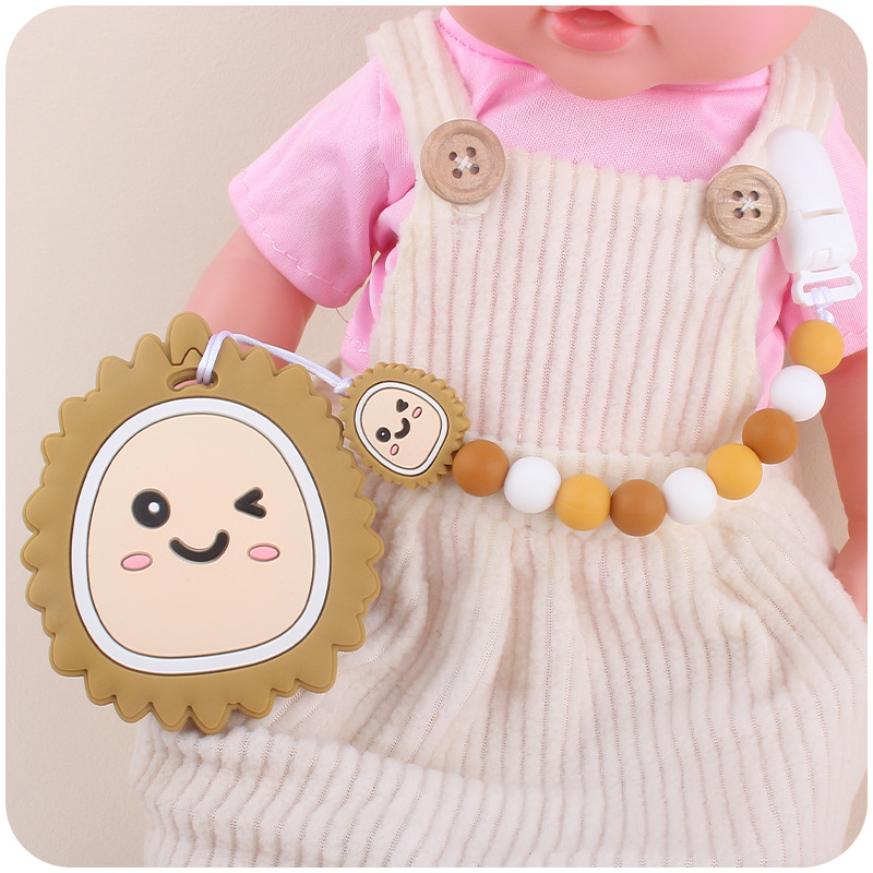 Nuevo bebé suministros dibujos animados fruta Durian teether calmante bebé creativo silicona mordedura molar juguete