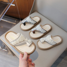 跨境儿童拖鞋2025夏季新款珍珠带钻韩版套趾童鞋一件代发女童凉鞋