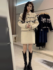 2025新款小香miu系穿搭针织连衣裙子女早秋季高级感内搭套装短裙