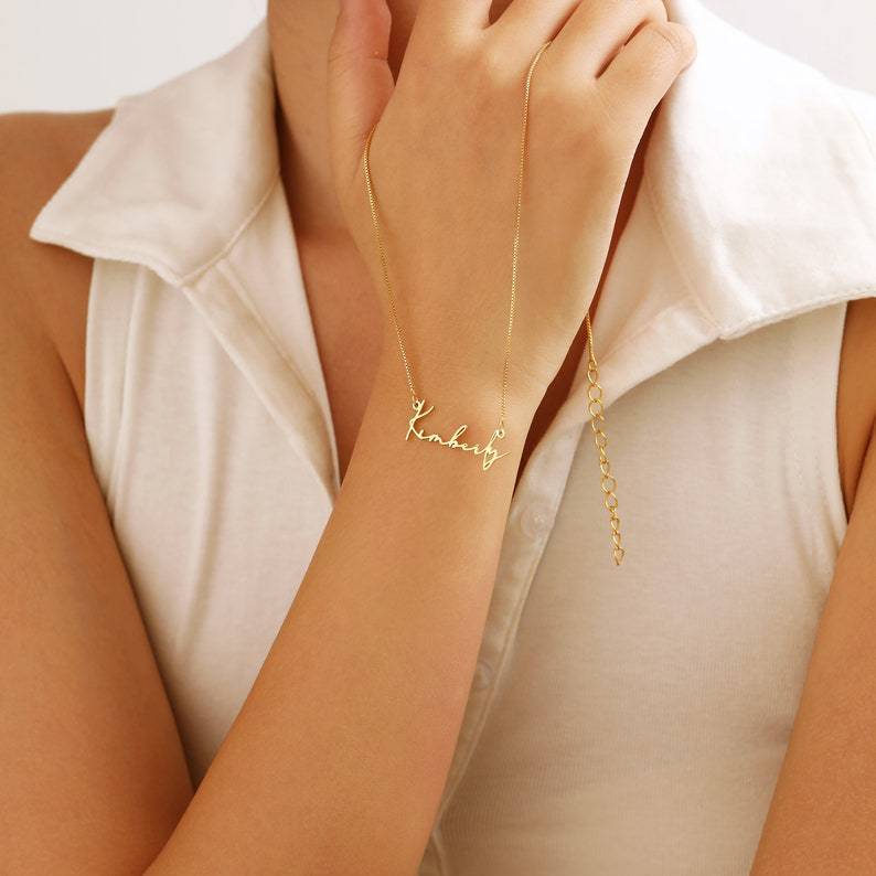 Trendy Titanium Steel Name Necklace in Gold