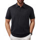 2025 Summer Cross-border New European and American Men's Casual Polo Shirt Striped Lop Short-sleeved European-sized T-shirt for Men