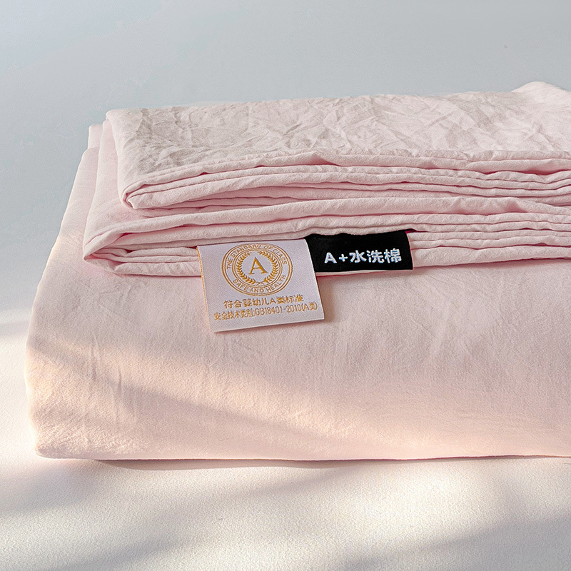 Category a Maternal and Infant Grade Bed Bed Sheetss Three-Piece Set Pure Color Washed Cotton Bed Bed Sheetss Student Dormitory Single Bed Bed Sheets Single Piece