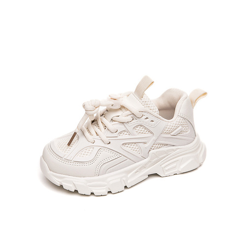 Children's sports shoes parent-child shoes 2024 spring new white shoes boys and girls mesh dad shoes student shoes cross-border
