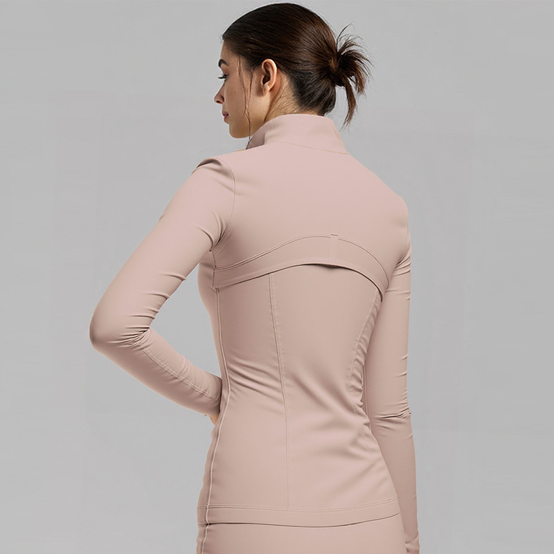 Women's Clothing Stand Up Collar Zip Up Cardigan Quick Drying Nylon Sports Top For Yoga Autumn Fashion_ecoleips.com