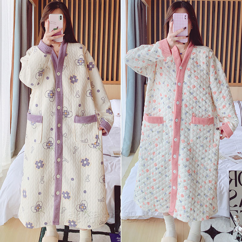 新款秋冬空气棉孕妇可调节托腹裤带胸垫待产哺乳裙产后喂奶月子裙