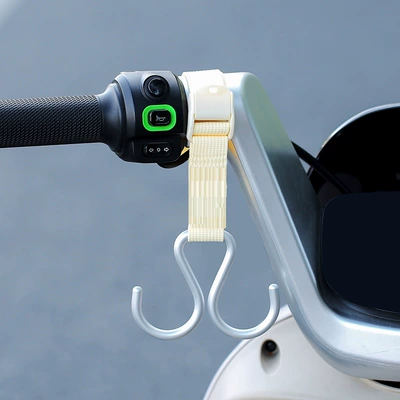 Extended Hook for Electric Scooter Handlebars, Suitable for Yadea, Aima, Ninebot Electric Scooters, Helmet Hook and Hanger (Other Electric Vehicle Accessories) - double-hook-webbing-style-beige-without-cartoon