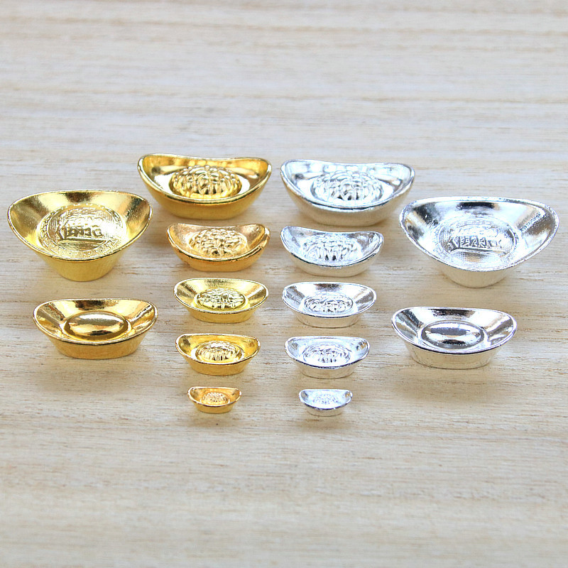 热卖金属工艺品迷你合金元宝银元宝电镀小算盘金条摆件手机壳配件