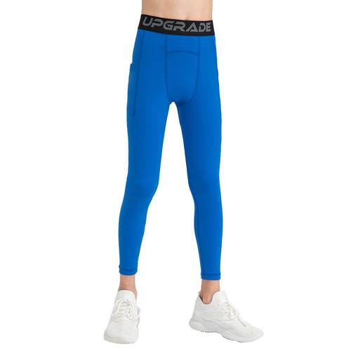 Children's Fitness Knit Quick-Dry High-Elastic Running Sport Pants for Boys Basketball Base Compression Tights 23309