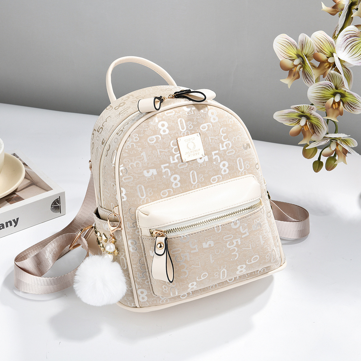 2026 nuevo temperamento retro alfanumérico impresión mochila de lujo mochila de mujer estudiantes bolsas de mujer casuales universales