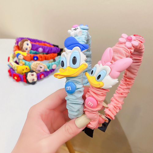 Super cute cartoon fabric pleated hairband hairpin baby cute paradise series hairband children going out hair pressure headband