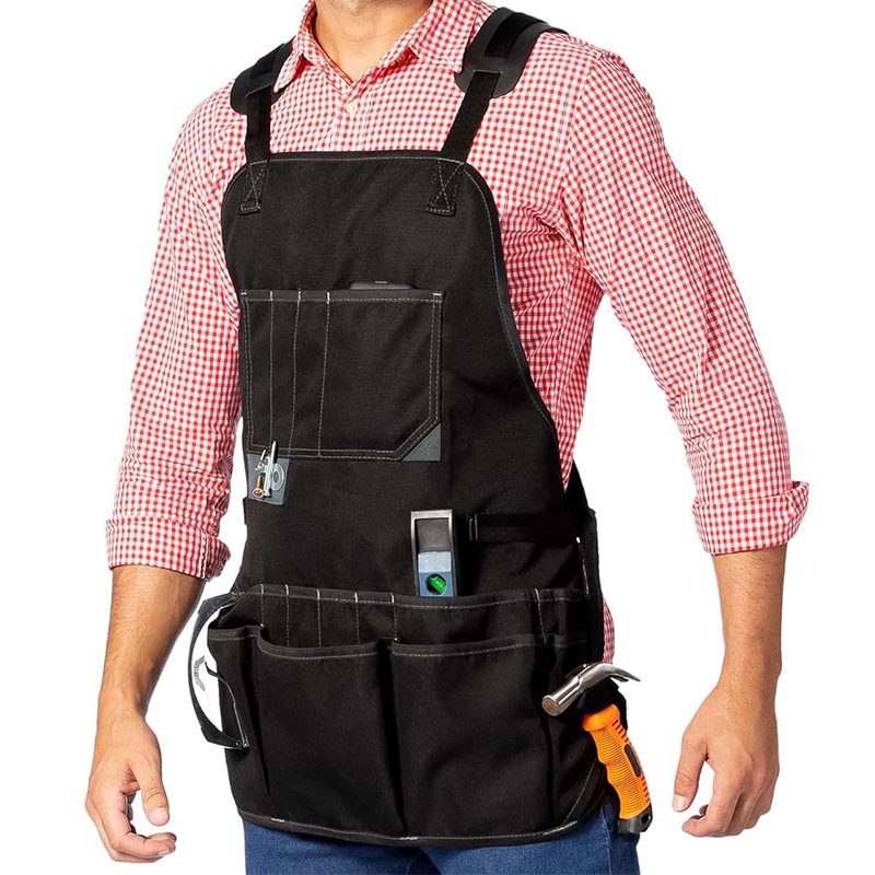 Delantal de lona gruesa transfronteriza logotipo personalizado barbacoa al aire libre electricista carpintería ropa de trabajo herramienta delantal fábrica al por mayor